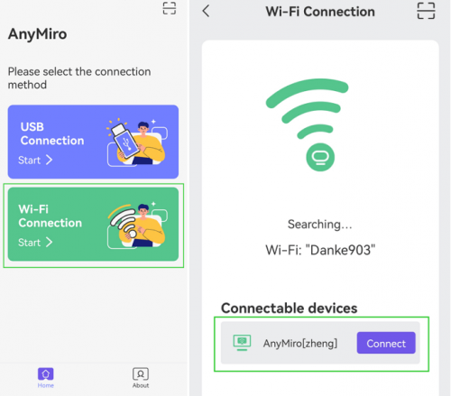 Tap WiFi connection