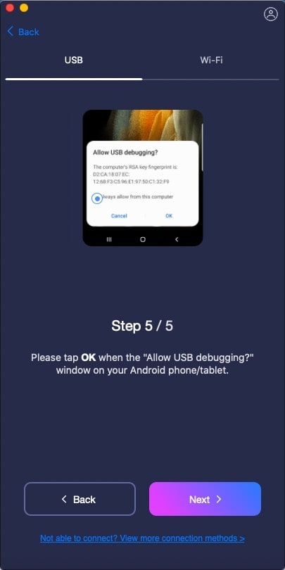 Allow “USB Debugging” Mode