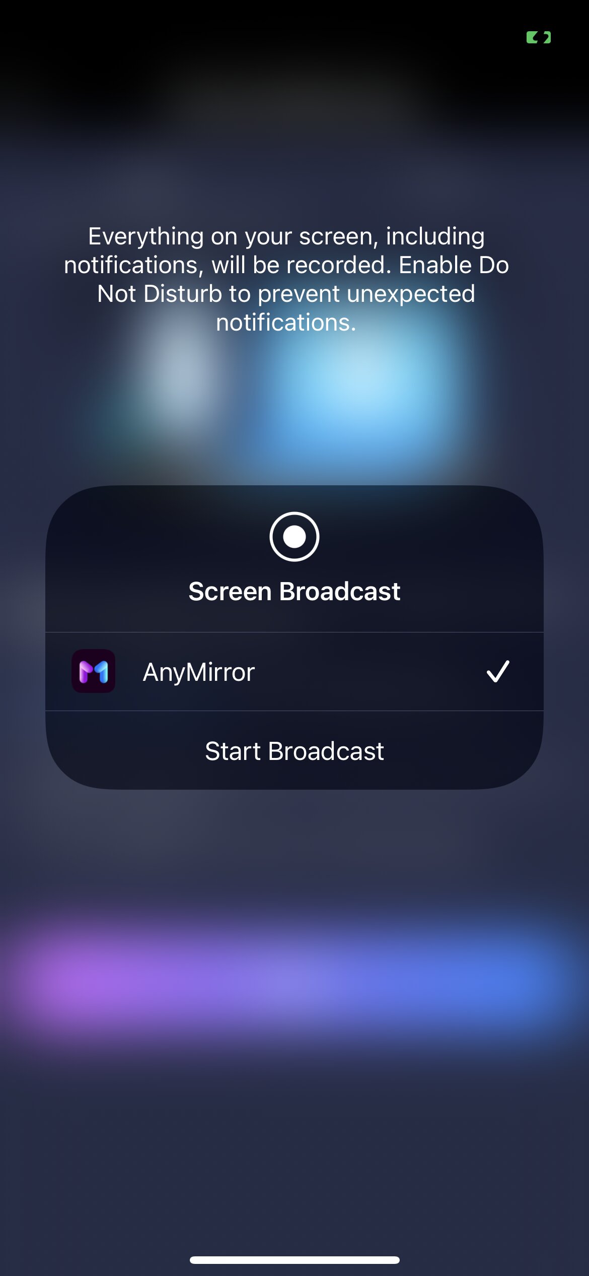 Click Start Broadcast on the Device