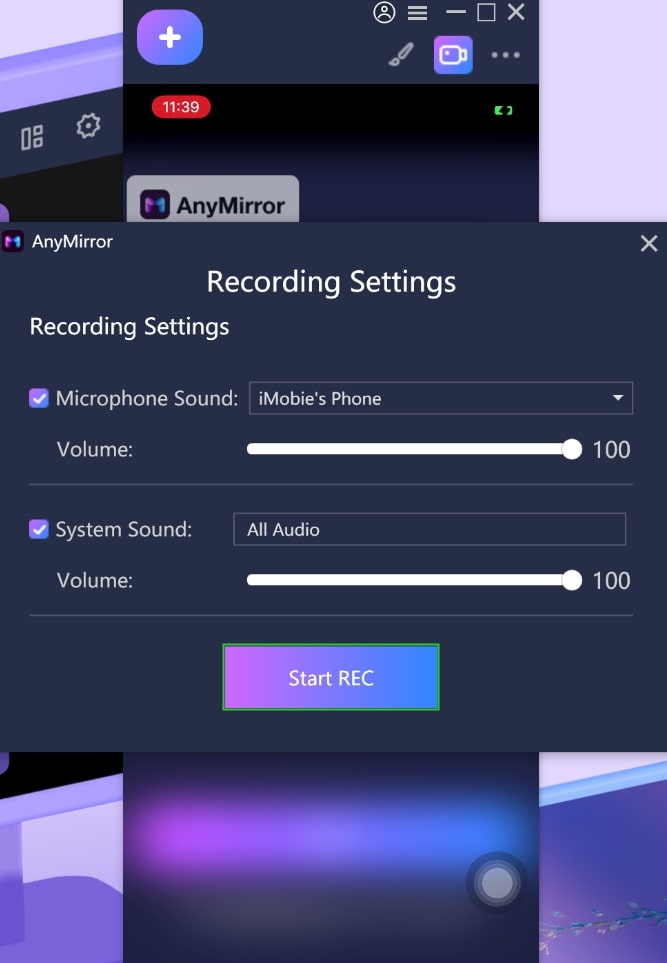 Click Start REC to Record the Screen