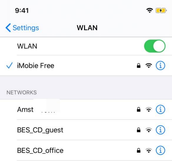 Device Connected to WiFi ( iMobie Free)