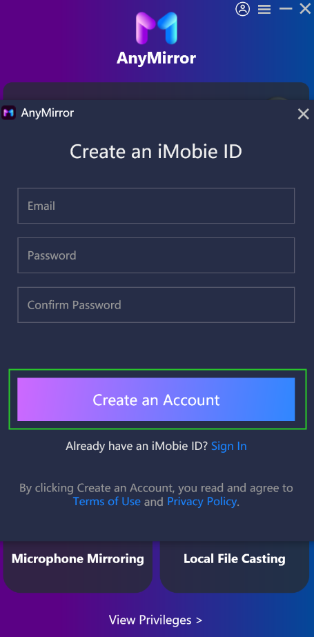 Create an iMobie ID