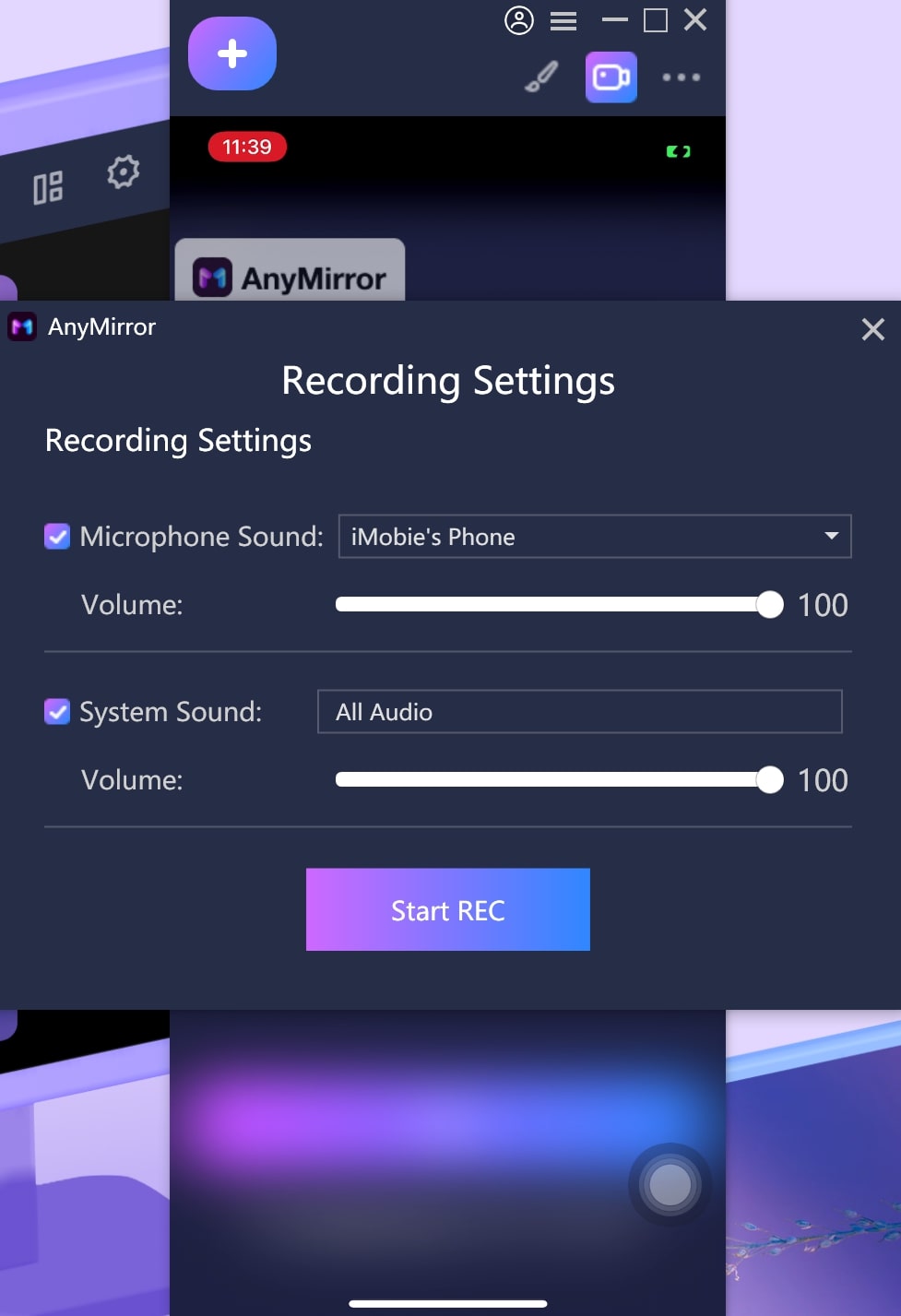 Make Settings for Screen Recording
