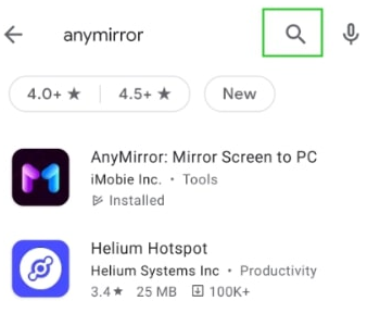 Search AnyMirror in Google Play