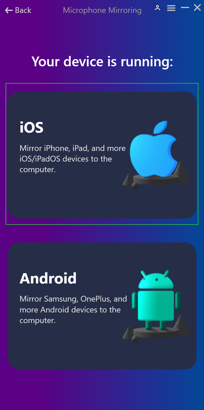 Select iOS Mode