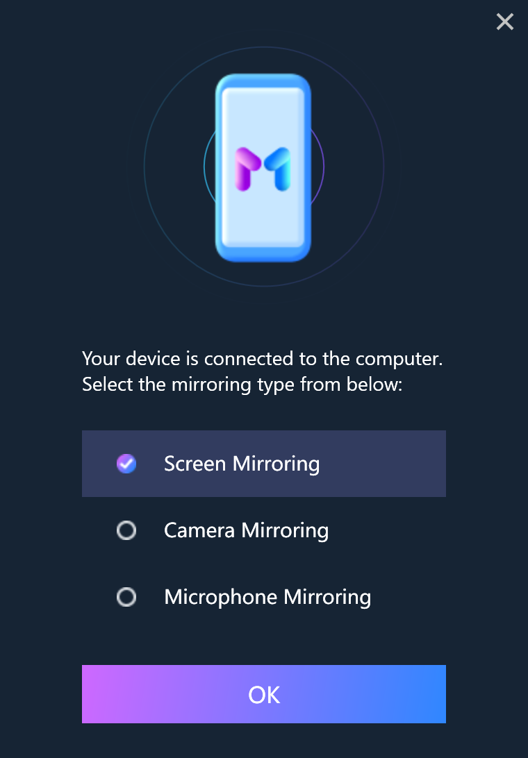 Choose Screen Mirroring Function